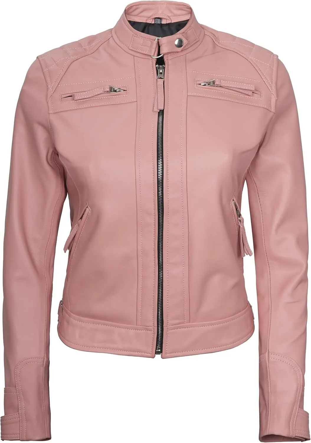 Blingsoul Leather Jacket Women - Quilted Cafe Racer Style Womens Leather Jackets