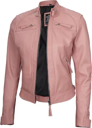 Blingsoul Leather Jacket Women - Quilted Cafe Racer Style Womens Leather Jackets