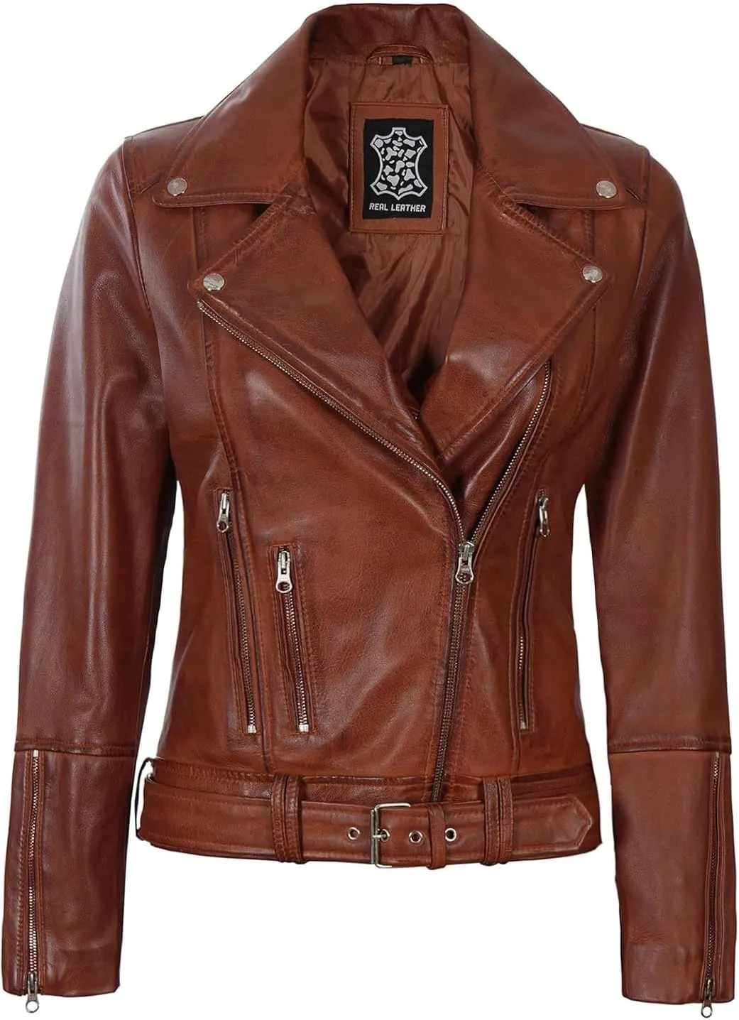 Blingsoul Leather Jacket Women - Real Lambskin Leather Asymmetrical Style Leather Jackets For Womens