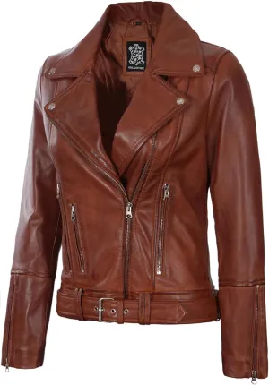 Blingsoul Leather Jacket Women - Real Lambskin Leather Asymmetrical Style Leather Jackets For Womens