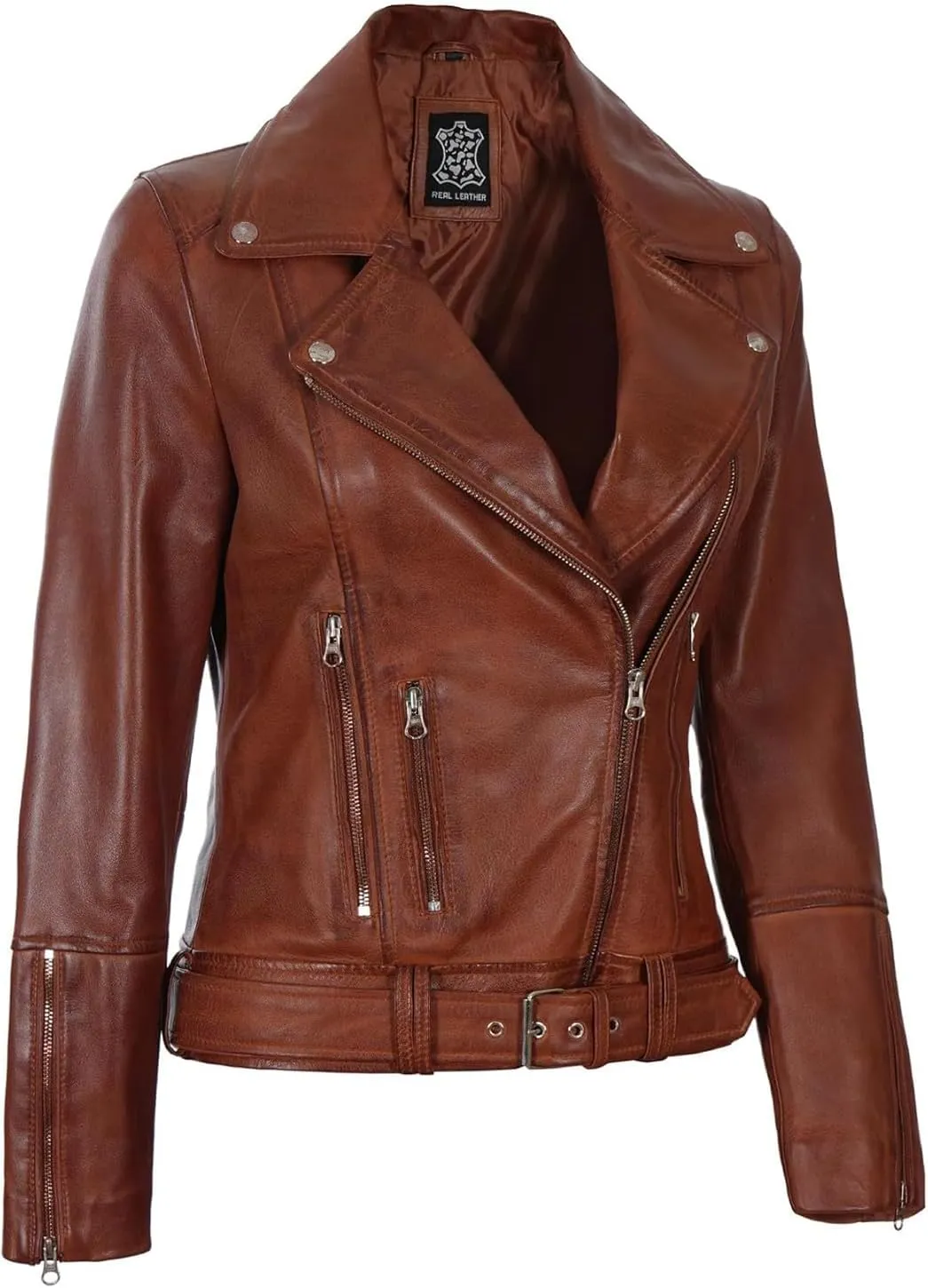 Blingsoul Leather Jacket Women - Real Lambskin Leather Asymmetrical Style Leather Jackets For Womens