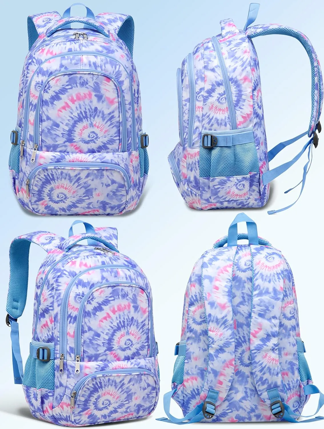 BLUEFAIRY Kids Backpack for Girls Elementary Primary Middle School Bags for Aged 8-10 for Teens Childs Bookbags Back to School Book Bags Cute Mochilas para Niñas Tie-dye Violet