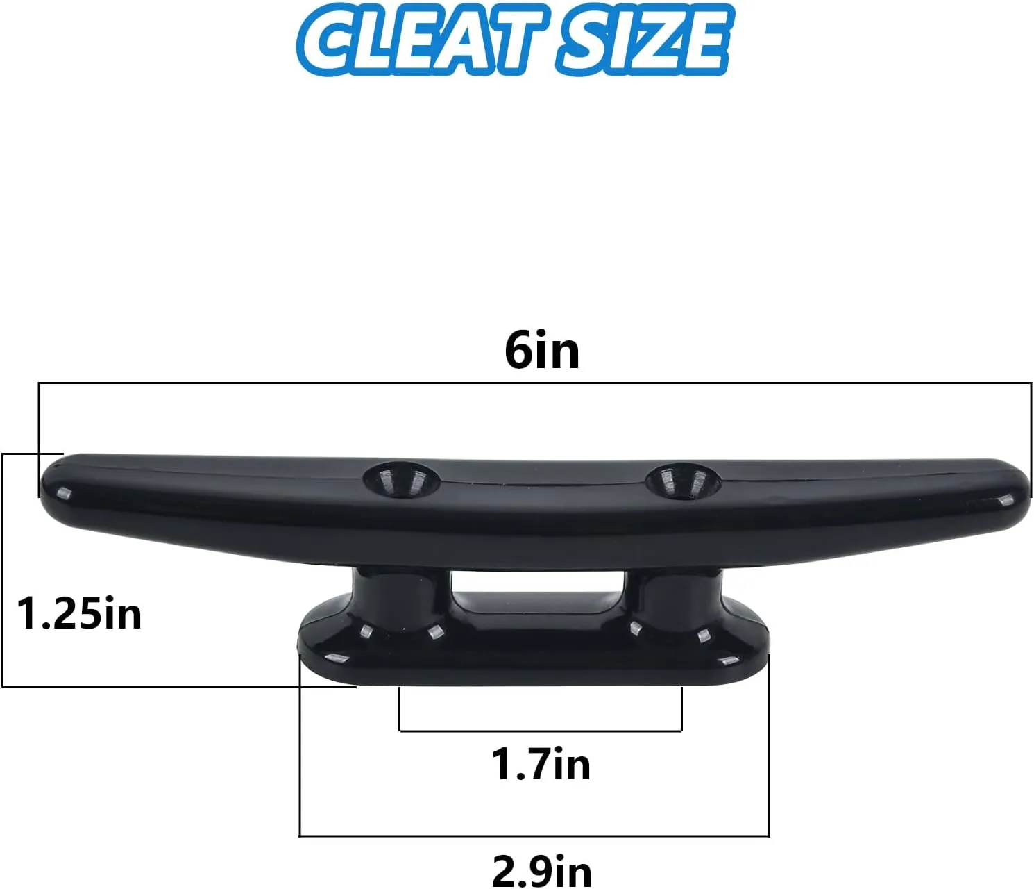 Boat Dock Cleats 4"/5"/6"/8" (4, 6 Pack) Black Nylon Boat Cleats with Hardware Boat Rope Cleat Tie Downs Dock Cleat