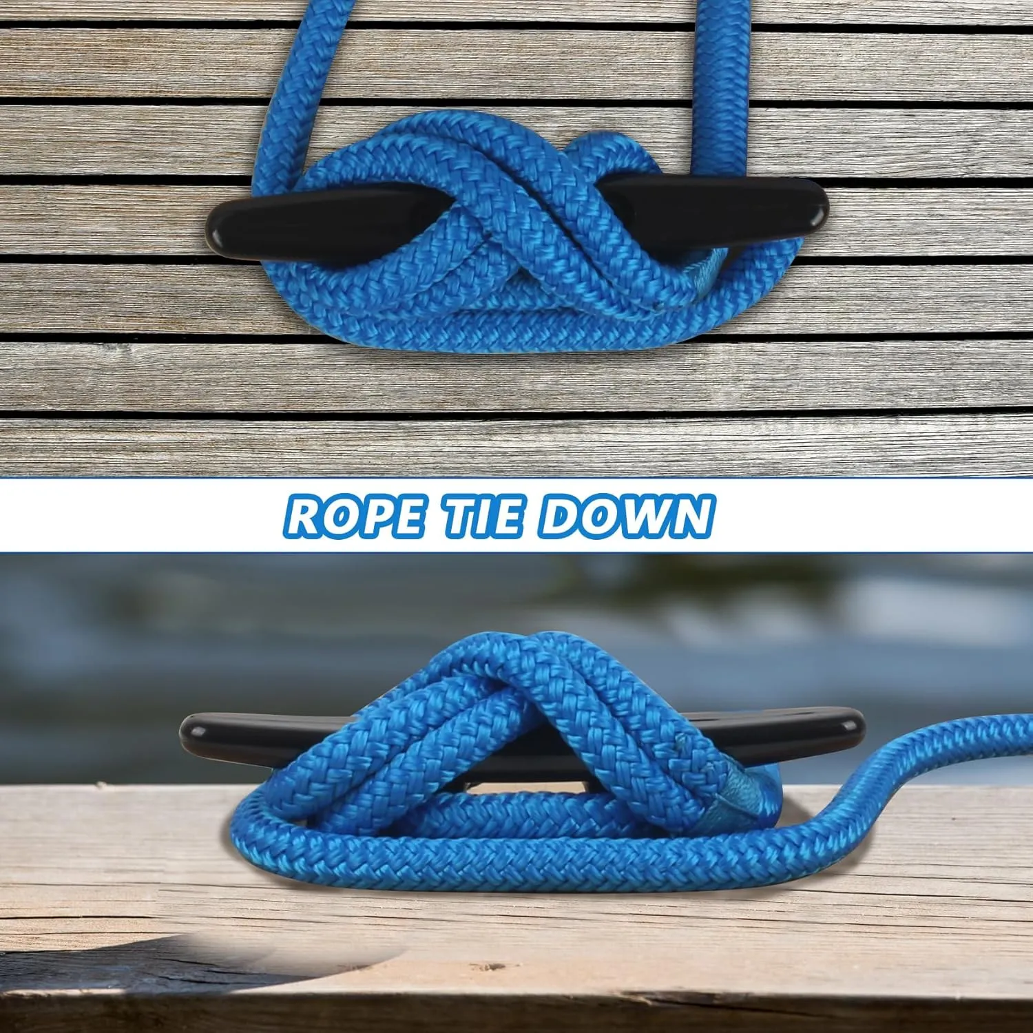 Boat Dock Cleats 4"/5"/6"/8" (4, 6 Pack) Black Nylon Boat Cleats with Hardware Boat Rope Cleat Tie Downs Dock Cleat