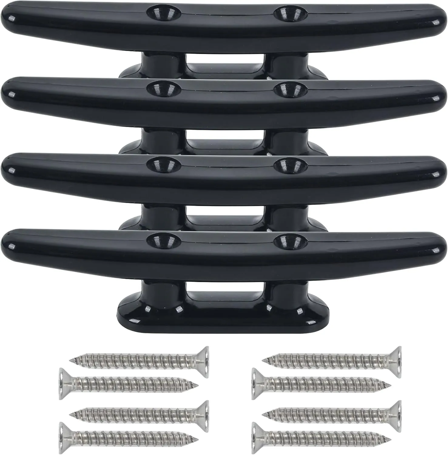 Boat Dock Cleats 4"/5"/6"/8" (4, 6 Pack) Black Nylon Boat Cleats with Hardware Boat Rope Cleat Tie Downs Dock Cleat
