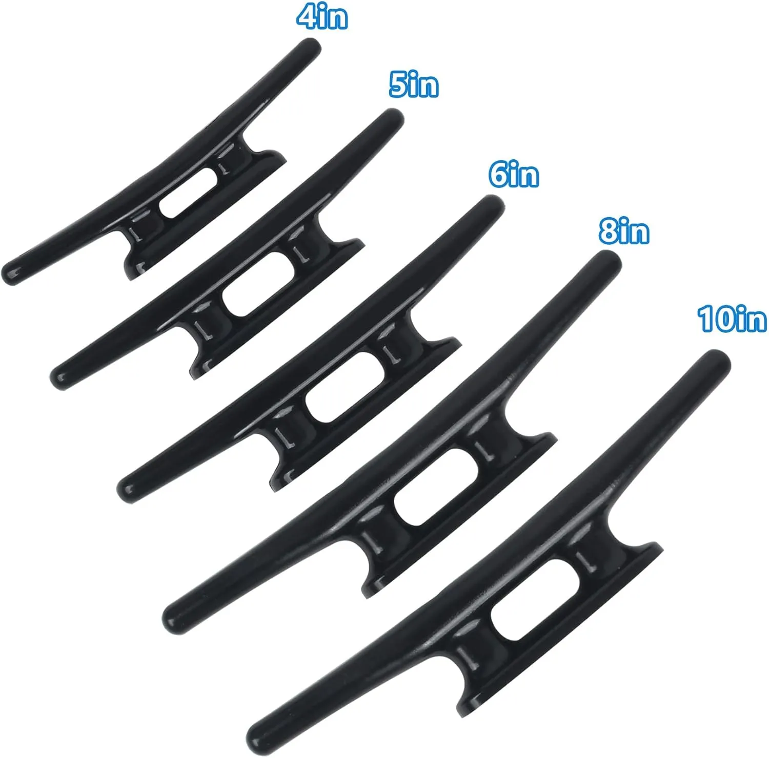 Boat Dock Cleats 4"/5"/6"/8" (4, 6 Pack) Black Nylon Boat Cleats with Hardware Boat Rope Cleat Tie Downs Dock Cleat