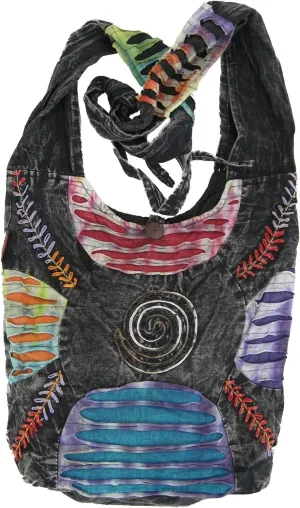 Bohemian Embroidered Ripped Razor Cut Crossbody Hippie Purse Handbag AND Backpack Multicolor