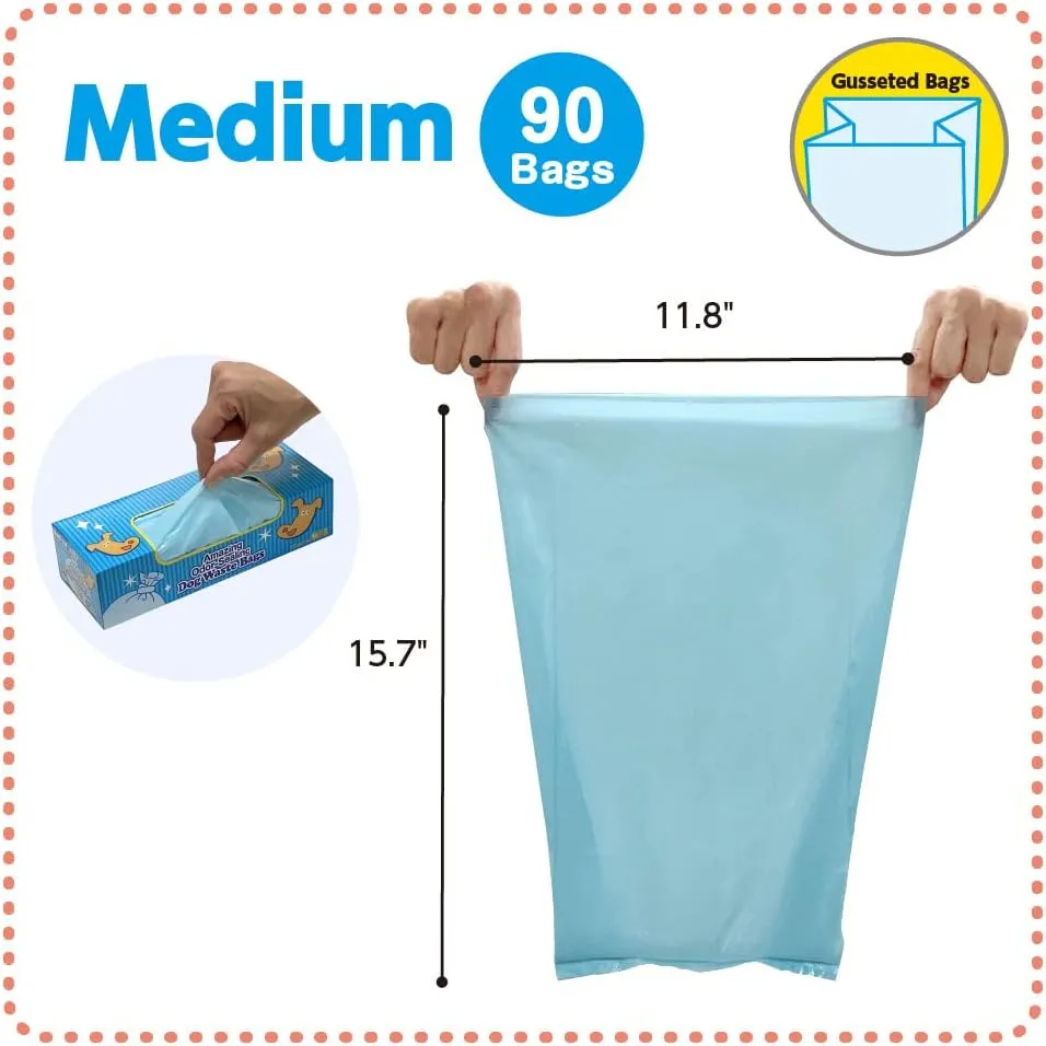 BOS Amazing Odor Sealing Dog Poop Bags - Durable and Unscented [Size: M, Color: Light Blue] (90 Count, Pack of 1) (90 Bags)