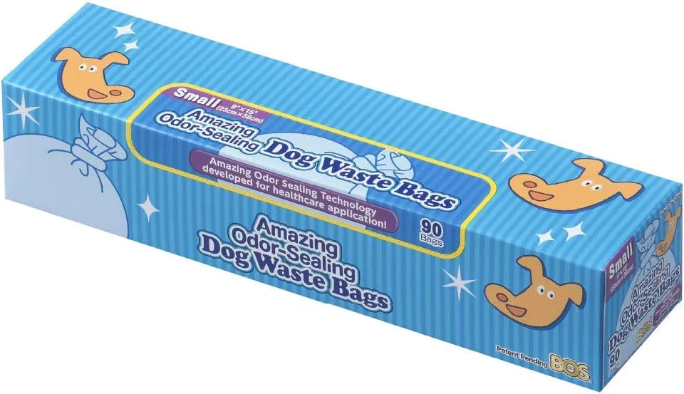 BOS Amazing Odor Sealing Dog Poop Bags - Durable and Unscented [Size: S, Color: Light Blue] (90 Count,Pack of 1) (90 Bags)