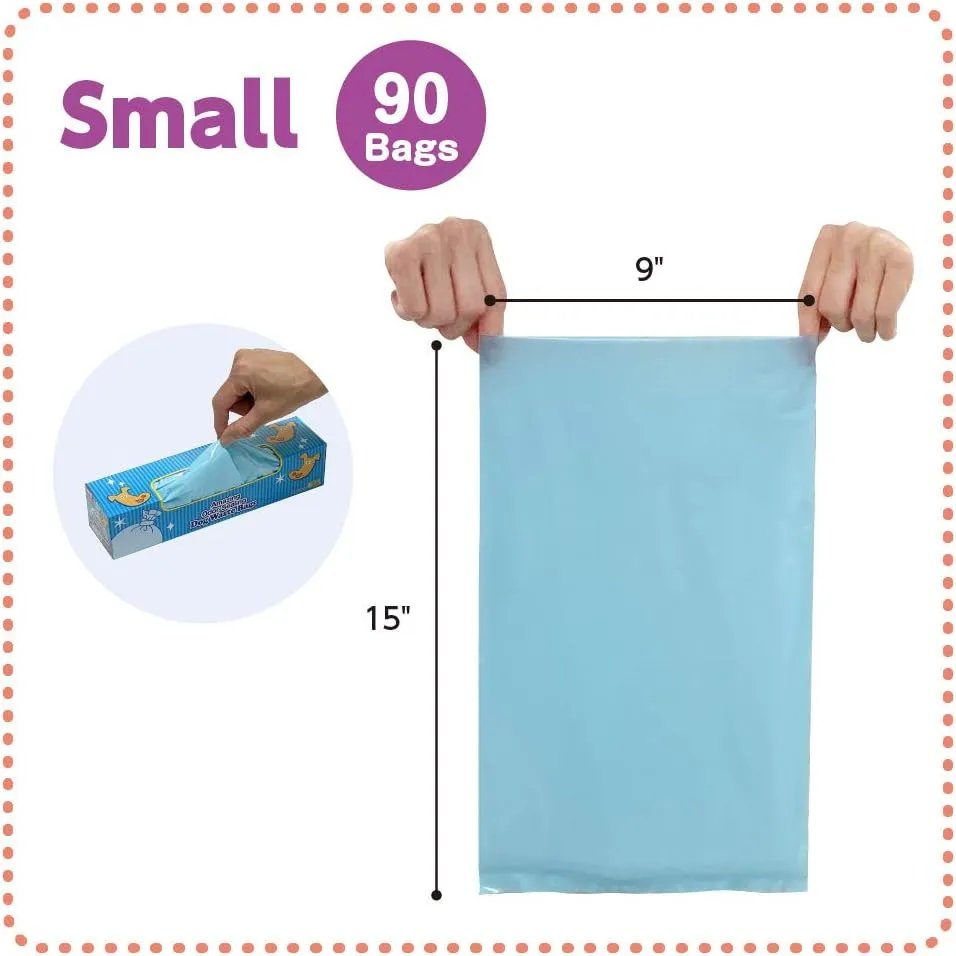 BOS Amazing Odor Sealing Dog Poop Bags - Durable and Unscented [Size: S, Color: Light Blue] (90 Count,Pack of 1) (90 Bags)