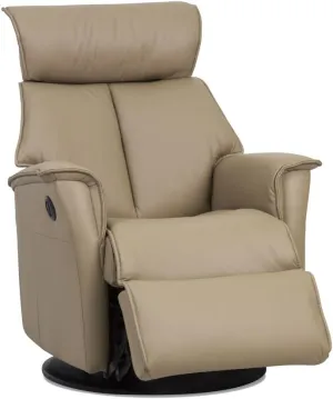 Boss RM 287 Leather Relaxer Recliner Swivel Glider Chair - Power Recline Trend Pebble Leather -