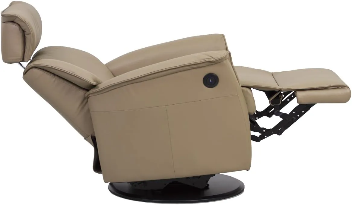 Boss RM 287 Leather Relaxer Recliner Swivel Glider Chair - Power Recline Trend Pebble Leather -