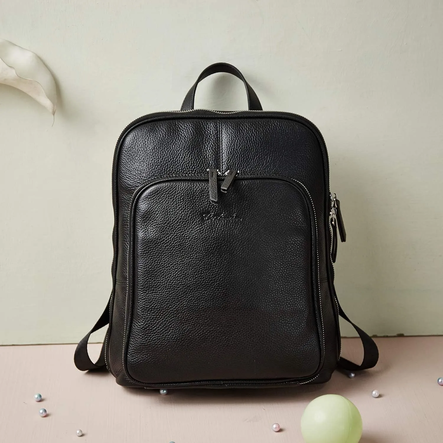BOSTANTEN Genuine Leather Backpack Purse Casual College Travel Bags for Women