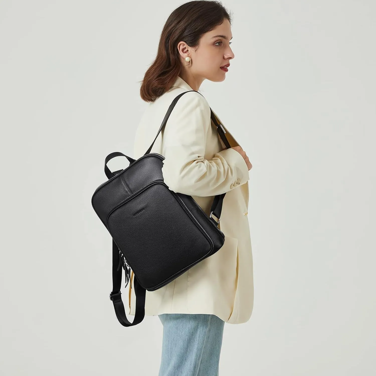 BOSTANTEN Genuine Leather Backpack Purse Casual College Travel Bags for Women