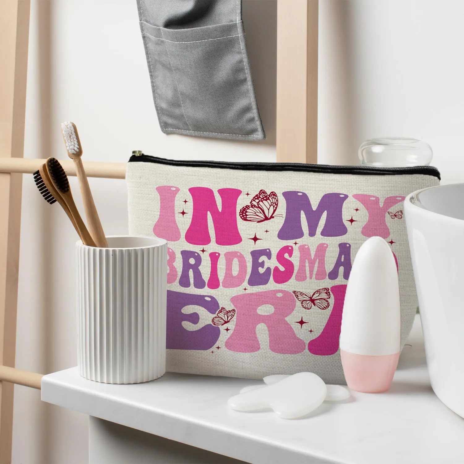 Bridesmaid Makeup Bag, Bridesmaid Gifts for Wedding Day, Bridal Party Gifts, Bridal Party Favors, Bridesmaid Thank You Gifts, Groovy In My Bridesmaid Era Cosmetic Bag Toiletry Bag
