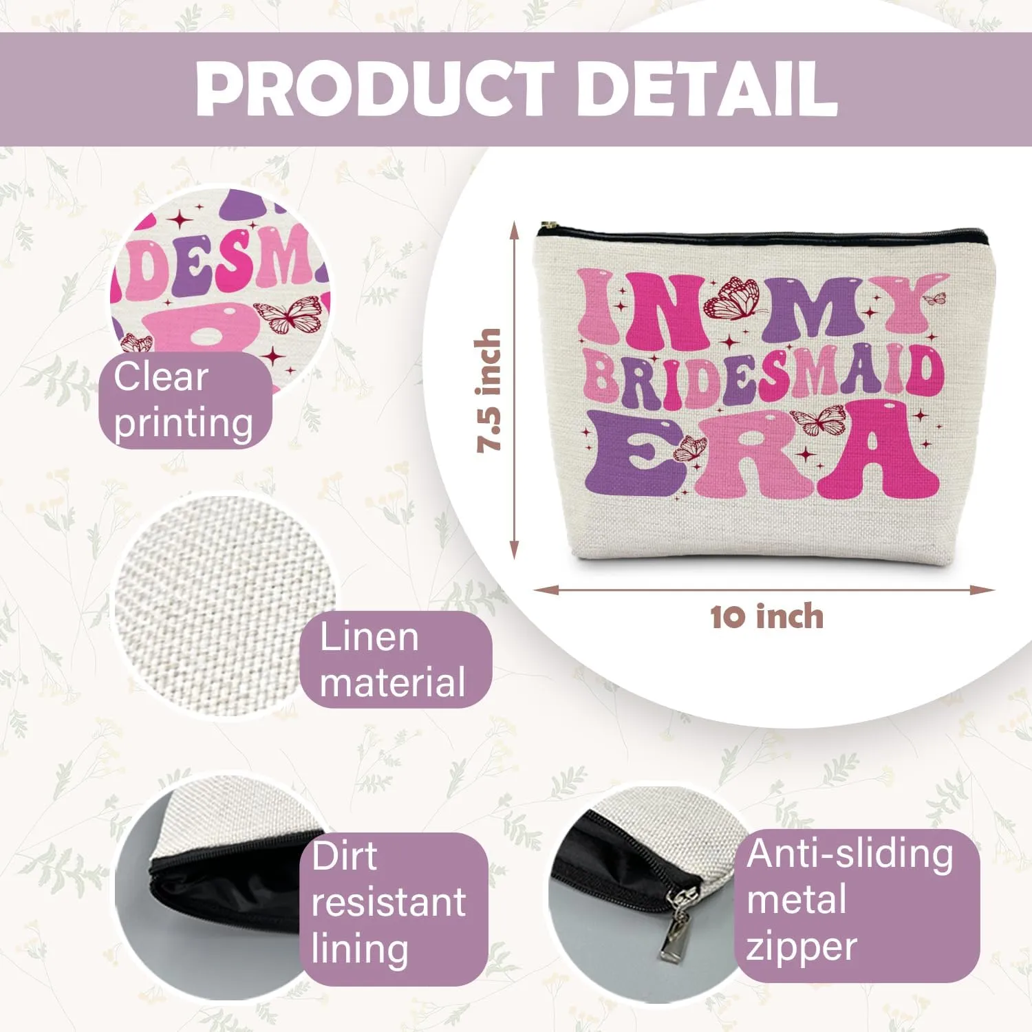 Bridesmaid Makeup Bag, Bridesmaid Gifts for Wedding Day, Bridal Party Gifts, Bridal Party Favors, Bridesmaid Thank You Gifts, Groovy In My Bridesmaid Era Cosmetic Bag Toiletry Bag