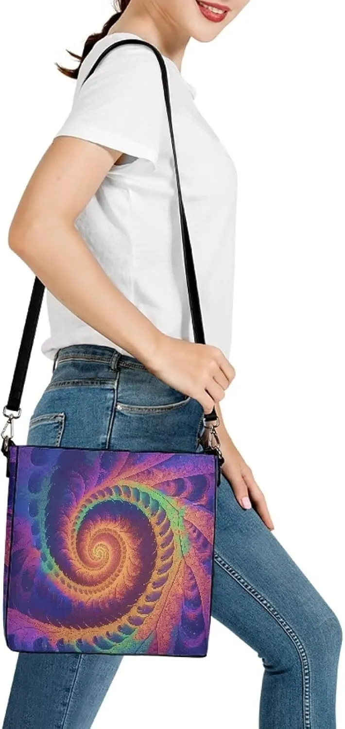 Bucket Bag Rainbow Stripes Shoulder Purses for Women, Tie Dye Hobo Tote Ladies Crossbody Bag PU Leather