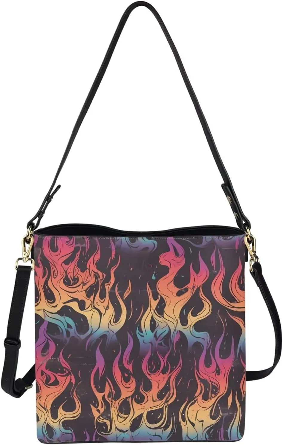 Bucket Bag Rainbow Stripes Shoulder Purses for Women, Tie Dye Hobo Tote Ladies Crossbody Bag PU Leather