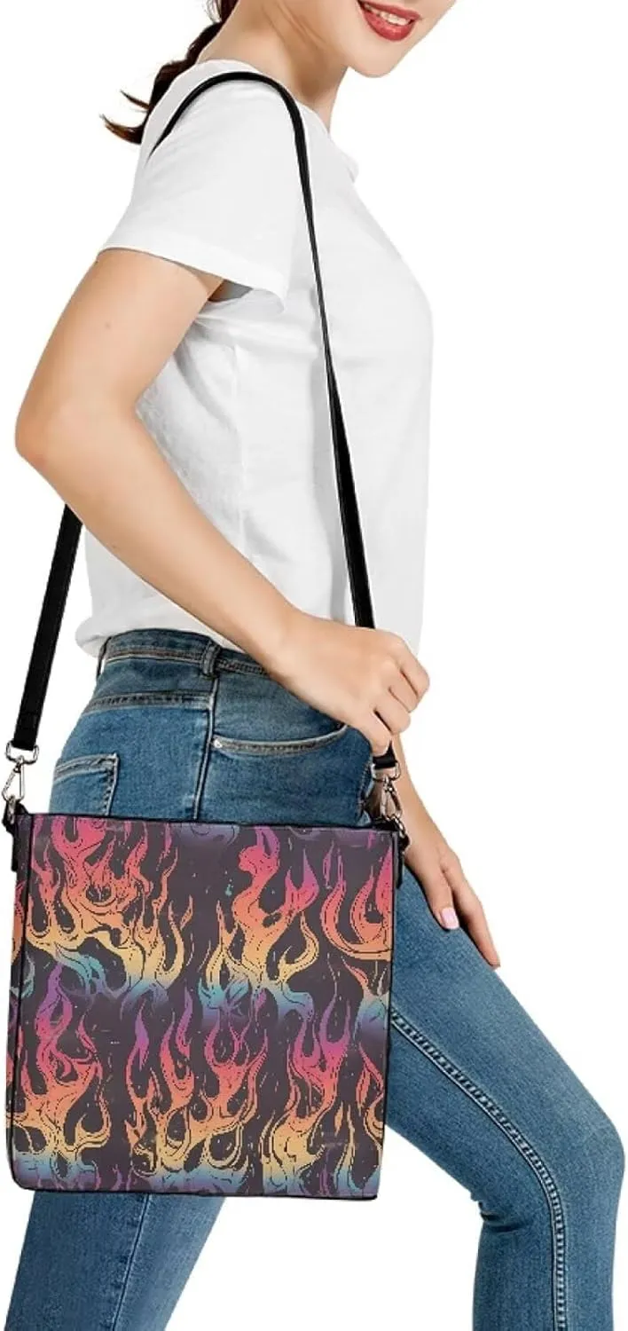 Bucket Bag Rainbow Stripes Shoulder Purses for Women, Tie Dye Hobo Tote Ladies Crossbody Bag PU Leather