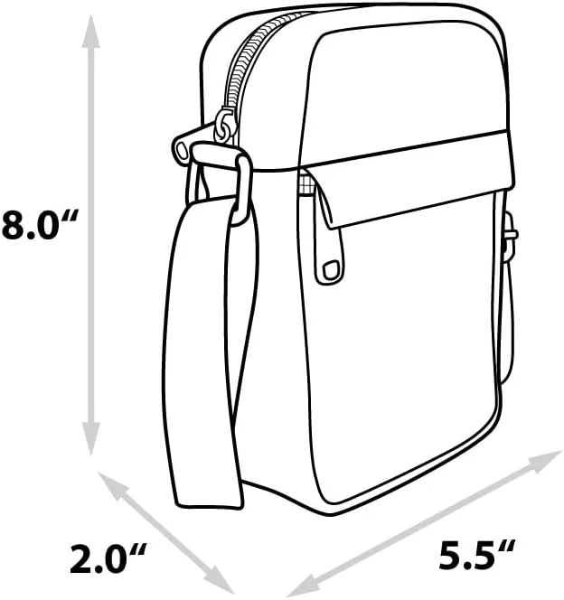 Buckle-Down Disney Bag, Cross Body, Mulan Action Pose Silhouette and Comb, Red Golds, Vegan Leather