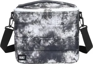 Built Puffer Crossbody Lunch Bag Lightweight, Insulated and Reusable, Black and White Nightfall Tie Dye, 13 Can Capacity