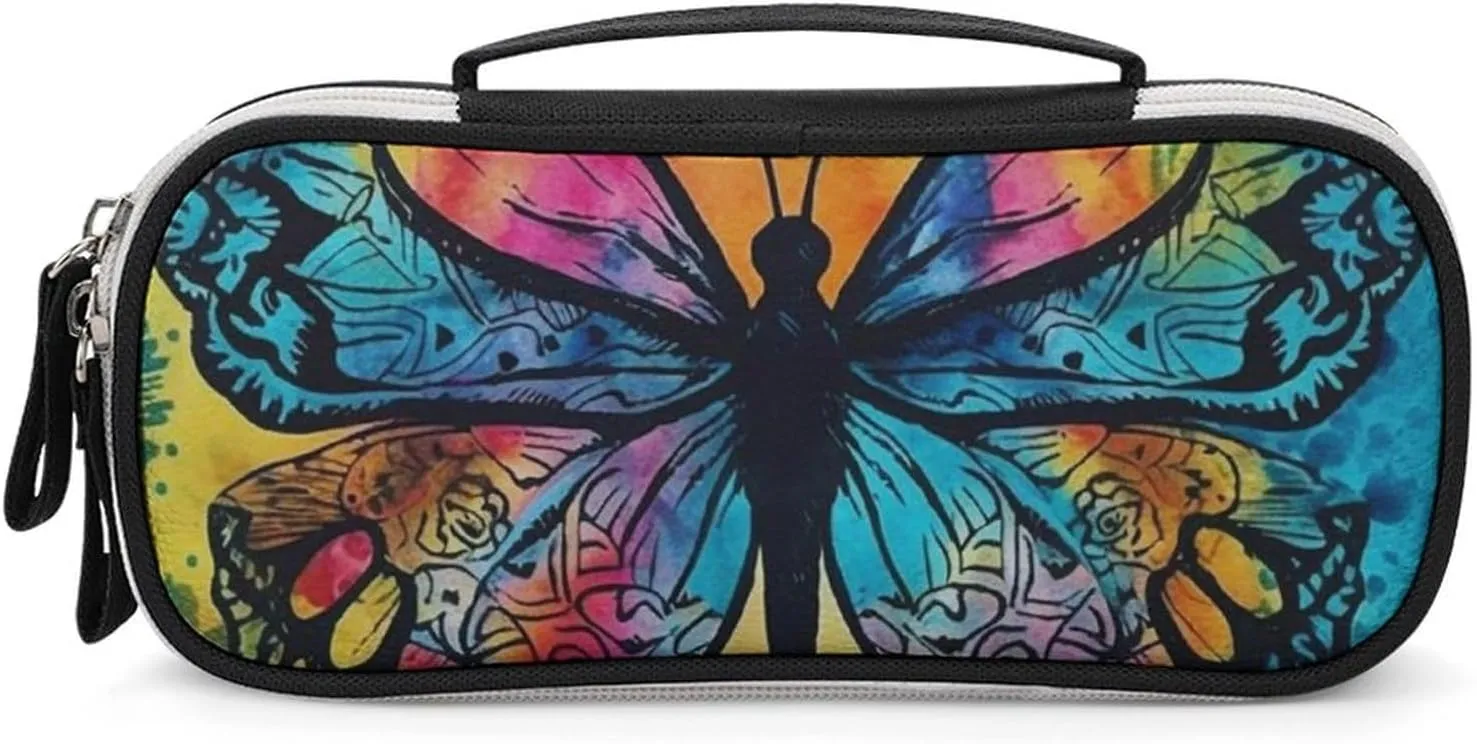 Butterfly Tie Dye Leather Makeup Bag Portable Small Cosmetic Organizer Waterproof Toiletry Bags Brushes Pencils And Travel Make Up Accessories