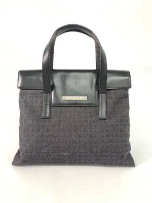 BVLGARI Monogram Top Handle Bag in Black Canvas
