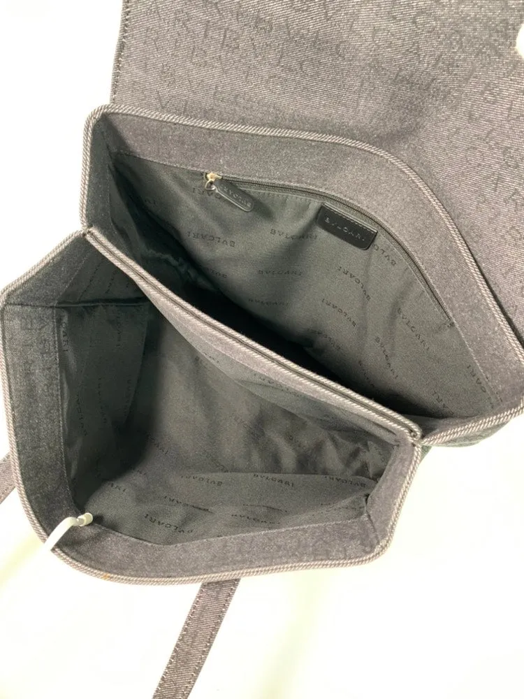 BVLGARI Monogram Top Handle Bag in Black Canvas