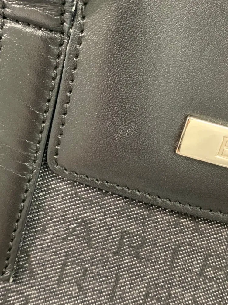 BVLGARI Monogram Top Handle Bag in Black Canvas
