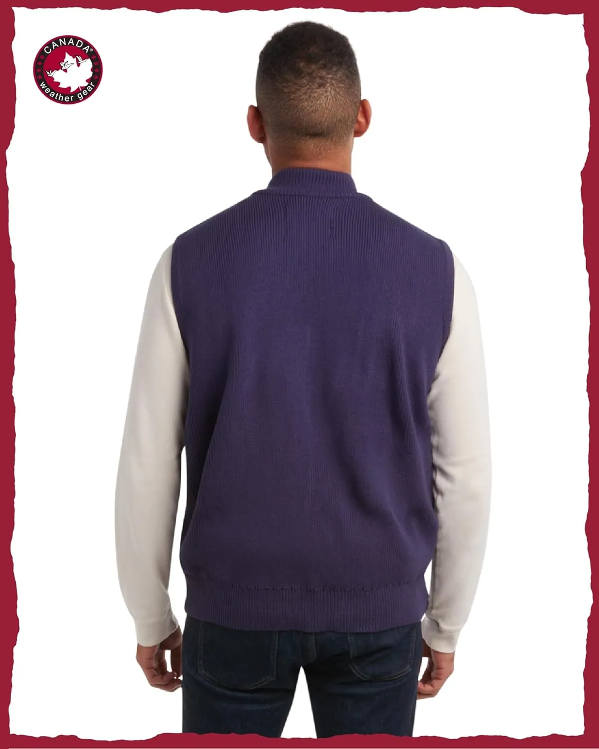 CANADA WEATHER GEAR Men's Vest - Zip Up Sweater Yoke Front and Back Quilted Warm Vest for Men - Men's Outerwear Vests (M-XXL)