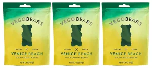 Candy People VegoBears Venice Beach Vegan Gummy Bears Organic Gummy Bears, Non-GMO, Lemon, Apple, & Pineapple Sour Gummies 4 Ounce (3 Pack)