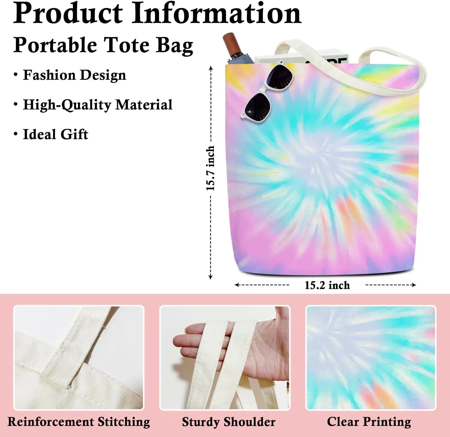 Canvas Tote Bag For Women Tie Dye Tote Bag Aesthetic Shopping Bag Funny Foldable Bag Reusable Tote Bag - B