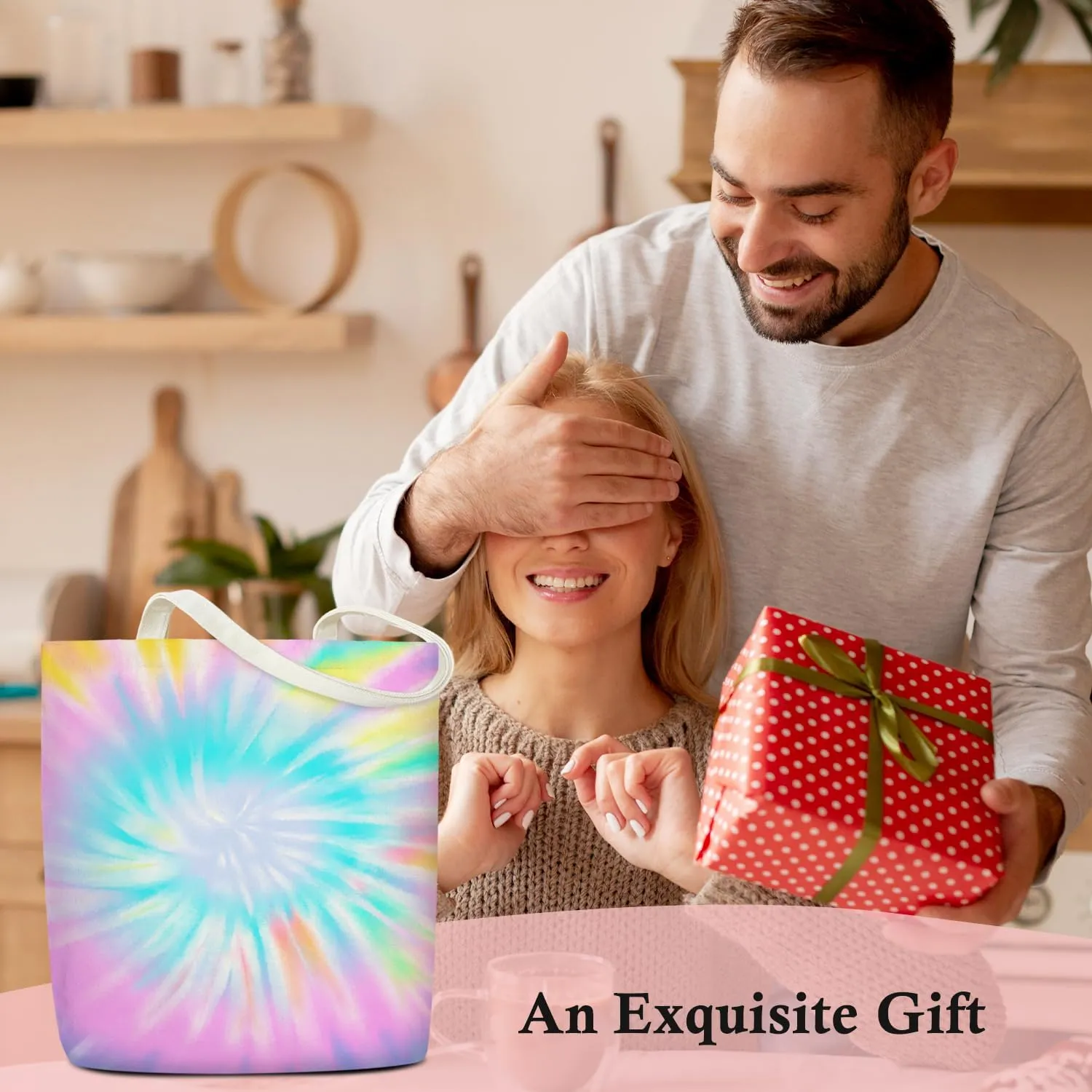 Canvas Tote Bag For Women Tie Dye Tote Bag Aesthetic Shopping Bag Funny Foldable Bag Reusable Tote Bag - B