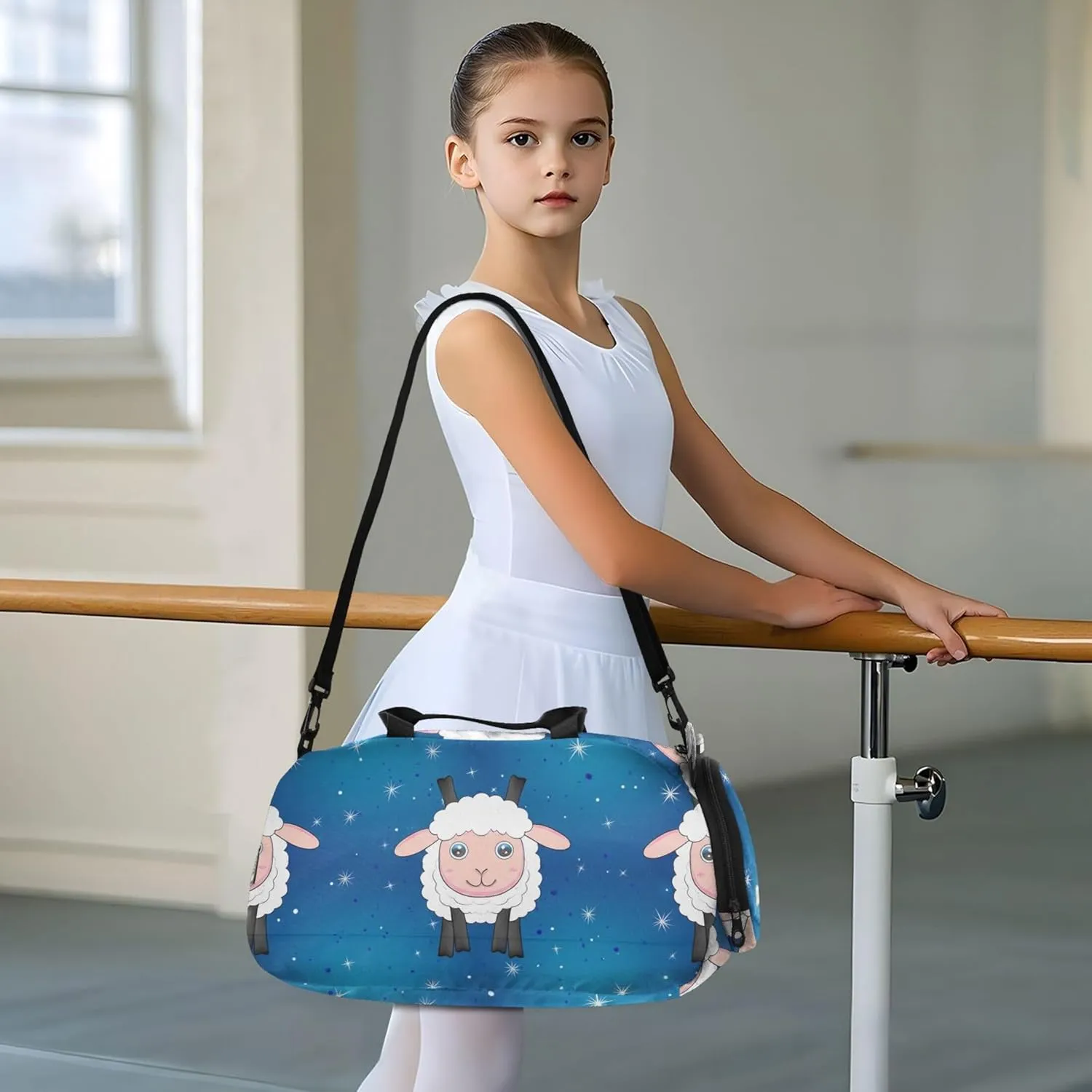 Carry on Duffel Bag Boy Cute Sheep Stars Blue Overnight Bags Toddler Girls Duffle Bags Travel Tote Sports Duffle Bag