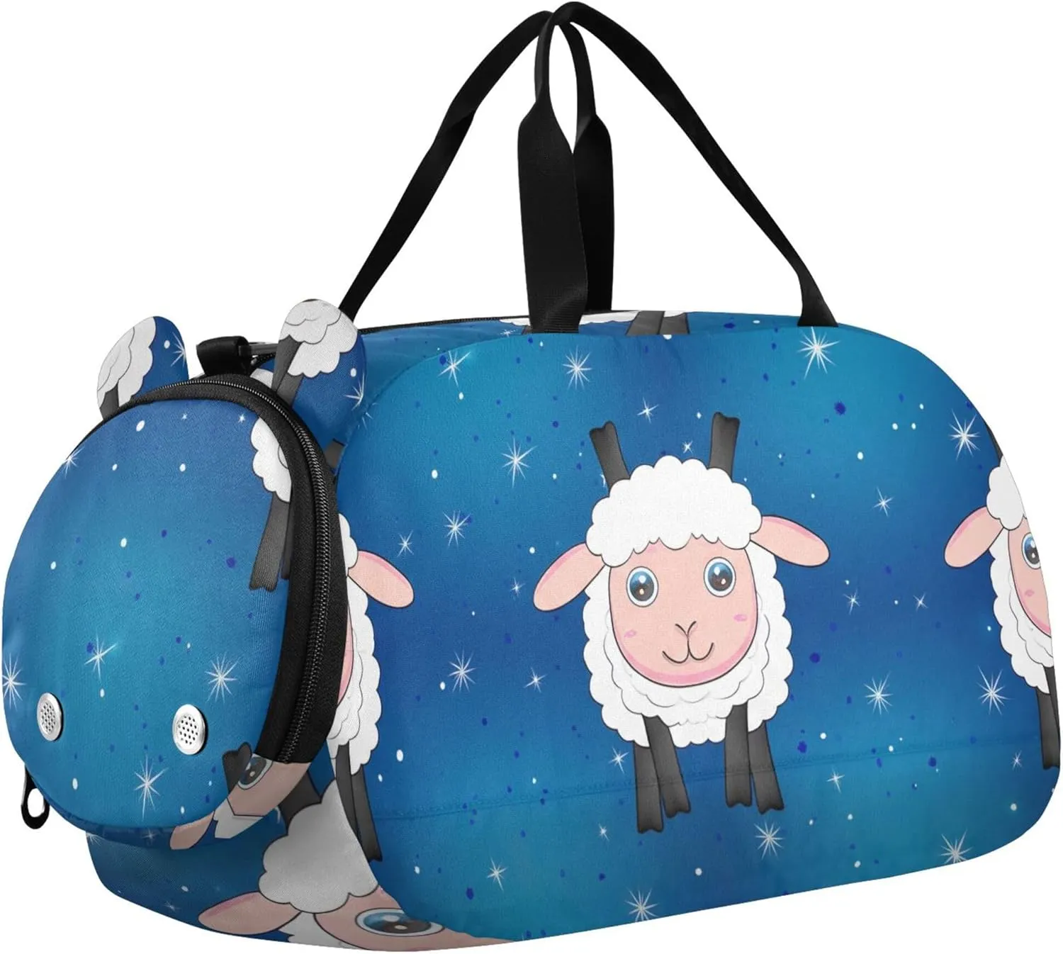 Carry on Duffel Bag Boy Cute Sheep Stars Blue Overnight Bags Toddler Girls Duffle Bags Travel Tote Sports Duffle Bag