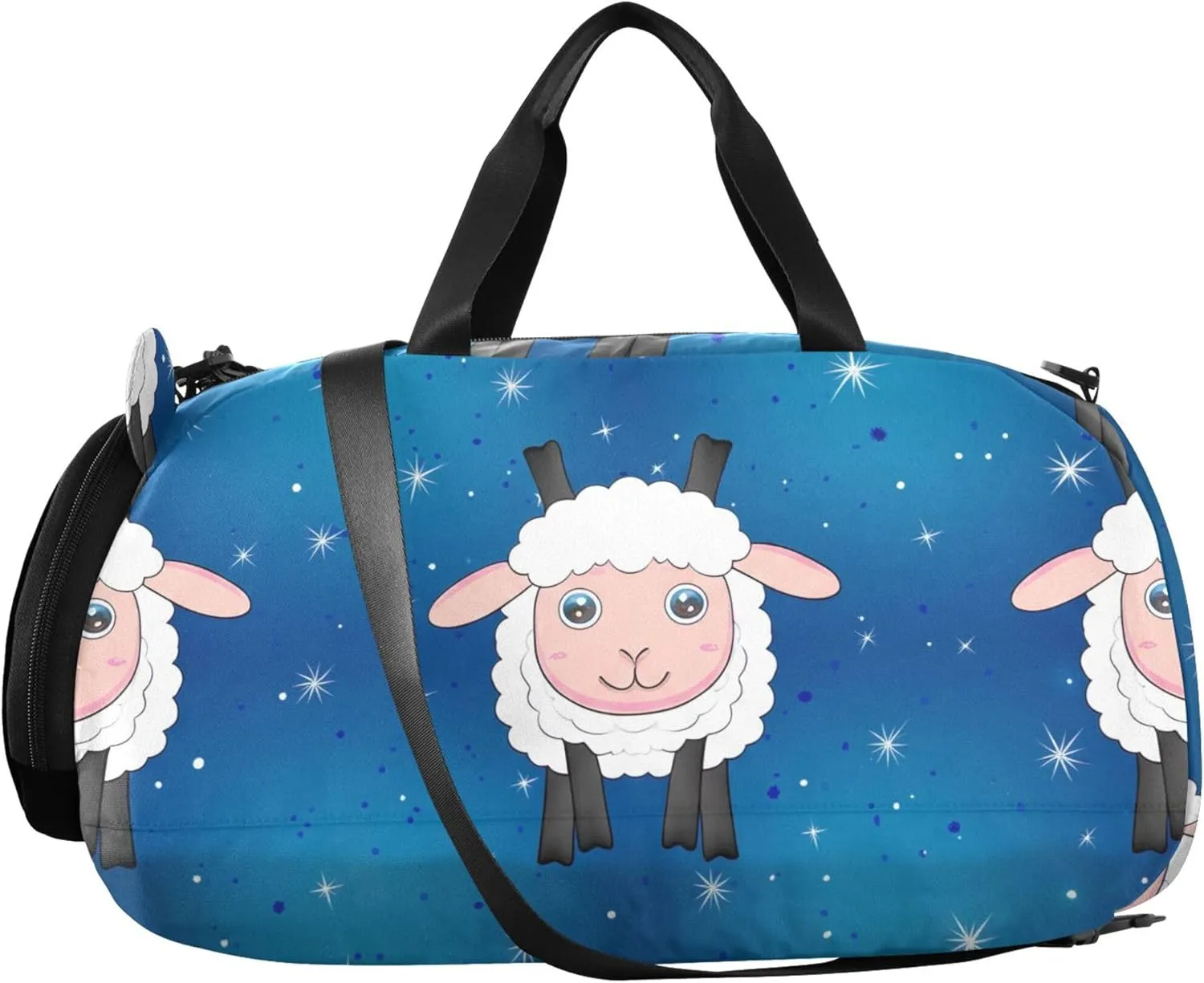 Carry on Duffel Bag Boy Cute Sheep Stars Blue Overnight Bags Toddler Girls Duffle Bags Travel Tote Sports Duffle Bag