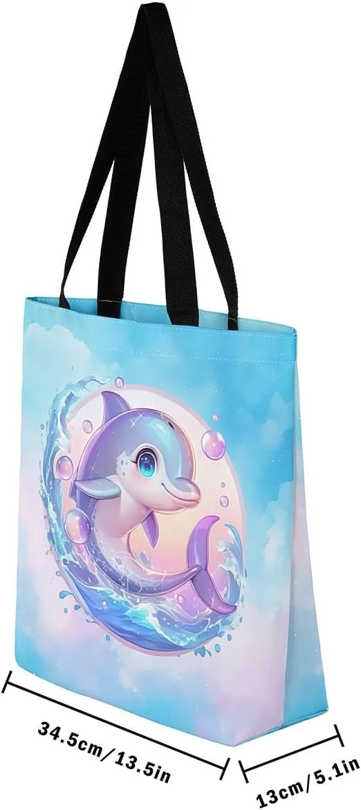 Cartoon Animal Canvas Tote Bag,Cute Tropical Wildlife Shoulder Handbags for Shopping Gym Yoga,Large Capacity