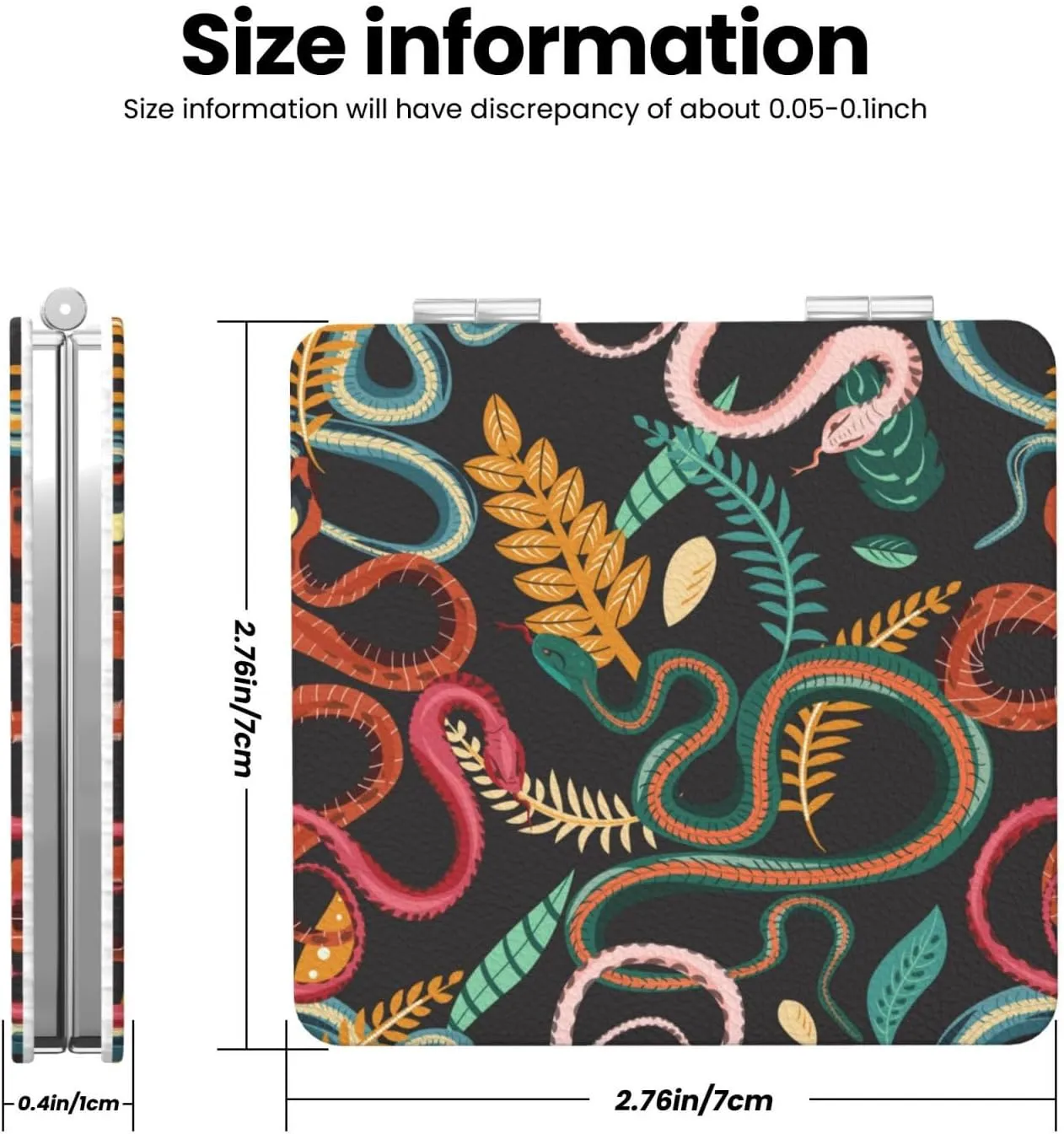 Cartoon Snake Blue Red Women Small Makeup Mirror Portable Pocket Cosmetic Mirror for Travel