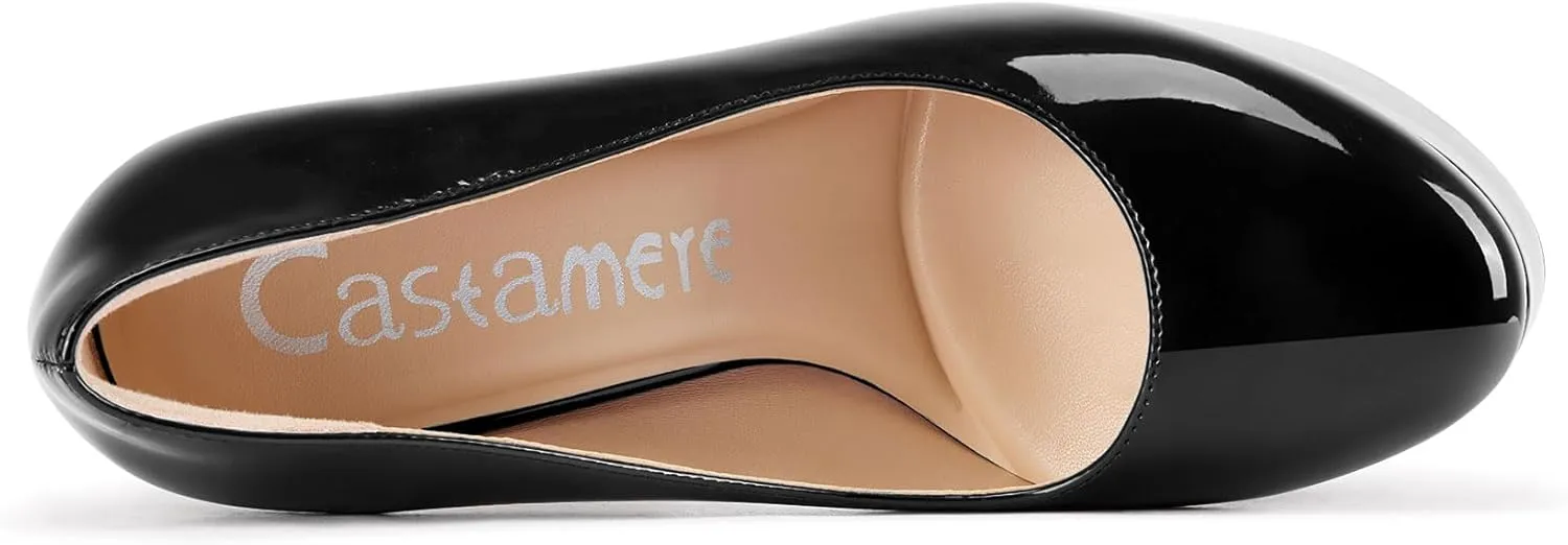 Castamere Womens Stiletto High Platform Heel Round Toe Pumps Slip-on Party Dress Patent Leather 5.9 Inches Heels