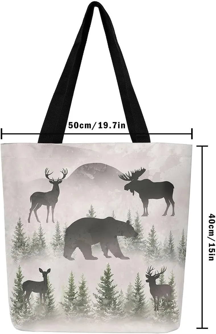 Castle Fairy Bear and Wolf Canvas Tote Bag Aesthetic for Women Girls