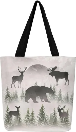 Castle Fairy Bear and Wolf Canvas Tote Bag Aesthetic for Women Girls