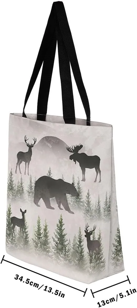 Castle Fairy Bear and Wolf Canvas Tote Bag Aesthetic for Women Girls