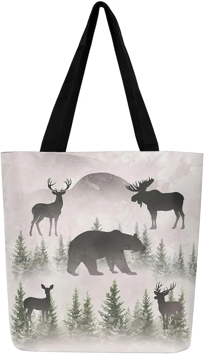 Castle Fairy Bear and Wolf Canvas Tote Bag Aesthetic for Women Girls