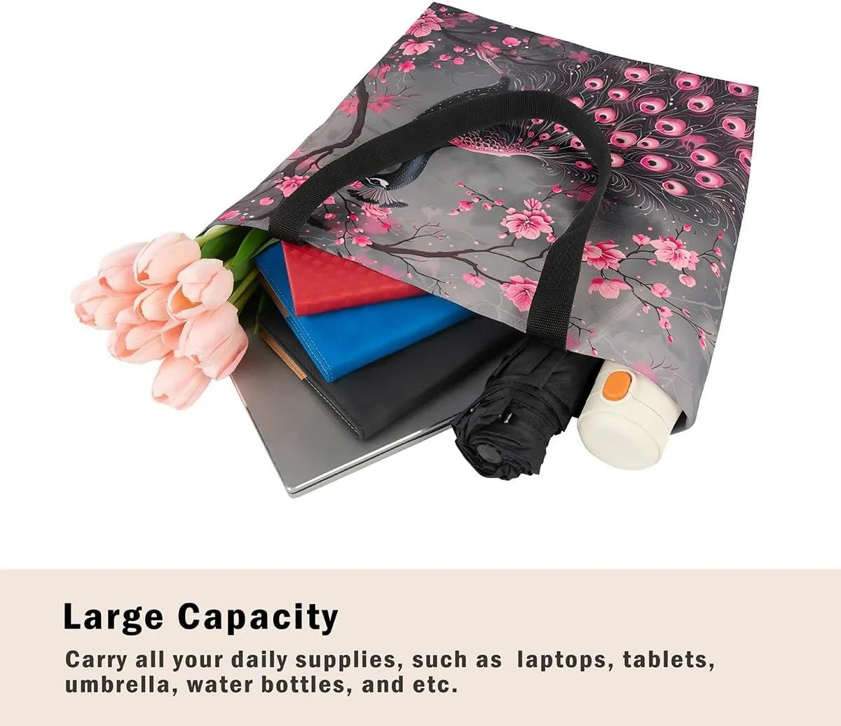 Castle Fairy Kids Teens Canvas Tote Bag Aesthetic for Women Girls,Colorful Animals Floral Reusable Grocery Handbag