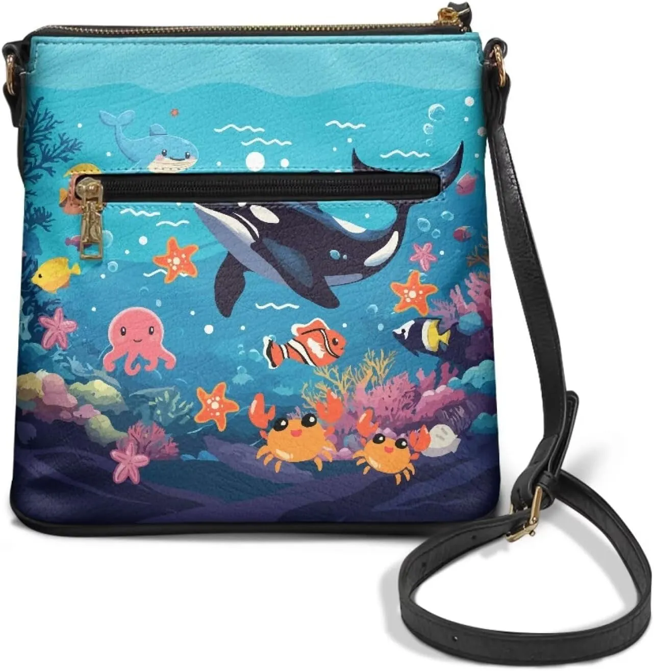 Casual Crossbody Bags for Women PU Shoulder Purse Bag Lightweight Messenger Bag with Zipper for Travel Shopping