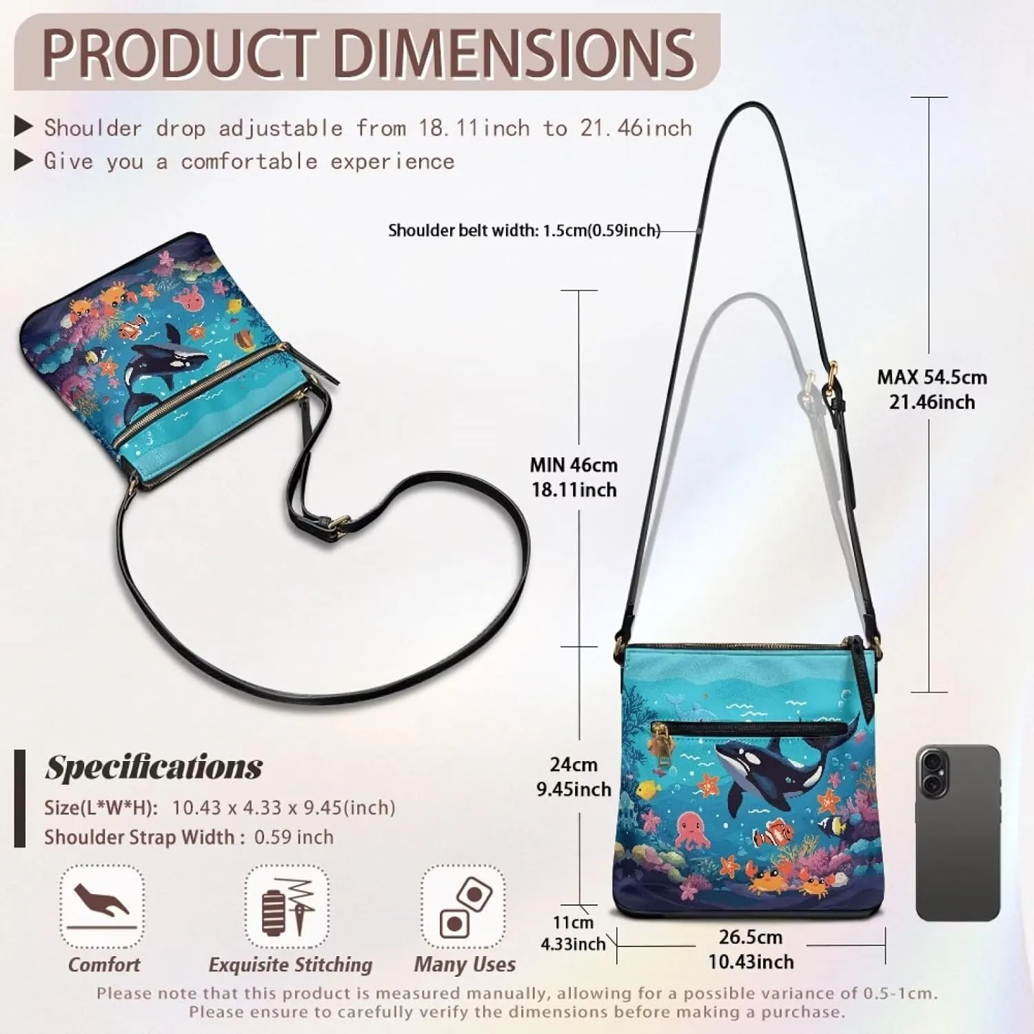 Casual Crossbody Bags for Women PU Shoulder Purse Bag Lightweight Messenger Bag with Zipper for Travel Shopping