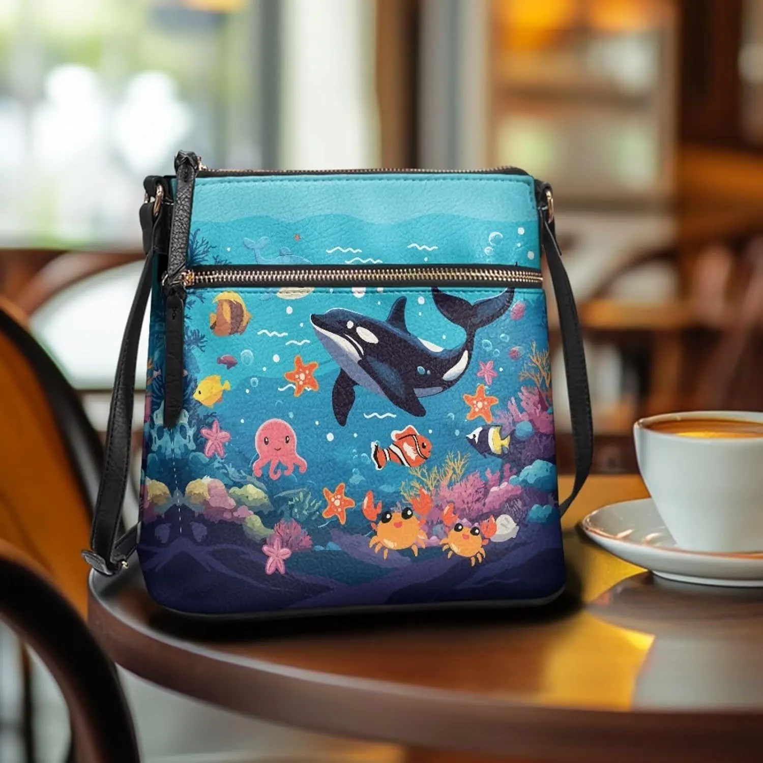 Casual Crossbody Bags for Women PU Shoulder Purse Bag Lightweight Messenger Bag with Zipper for Travel Shopping
