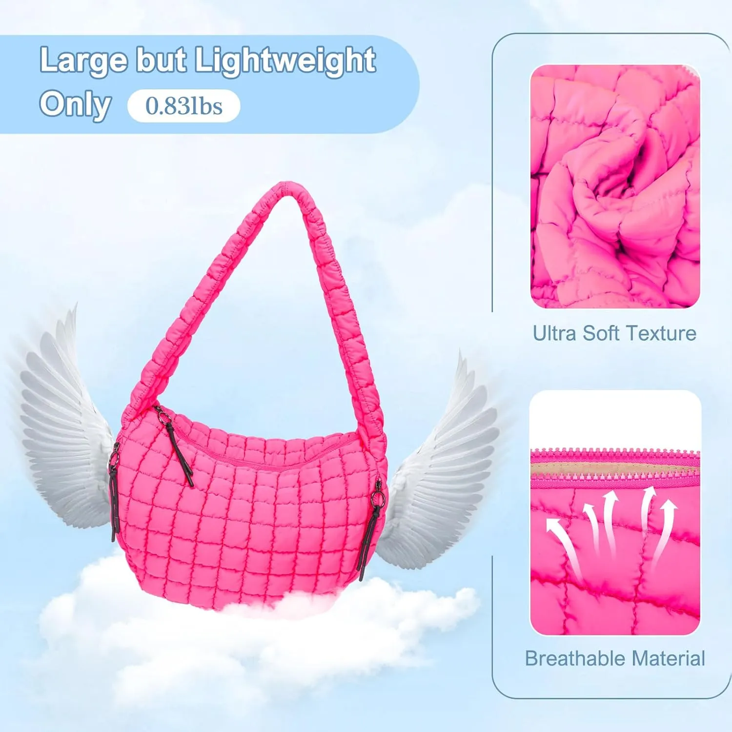 CATMICOO Puffer Tote Bag for Women: Carryall Puff Shoulder Bag for Travel - Lightweight Quilted Bag for Gym