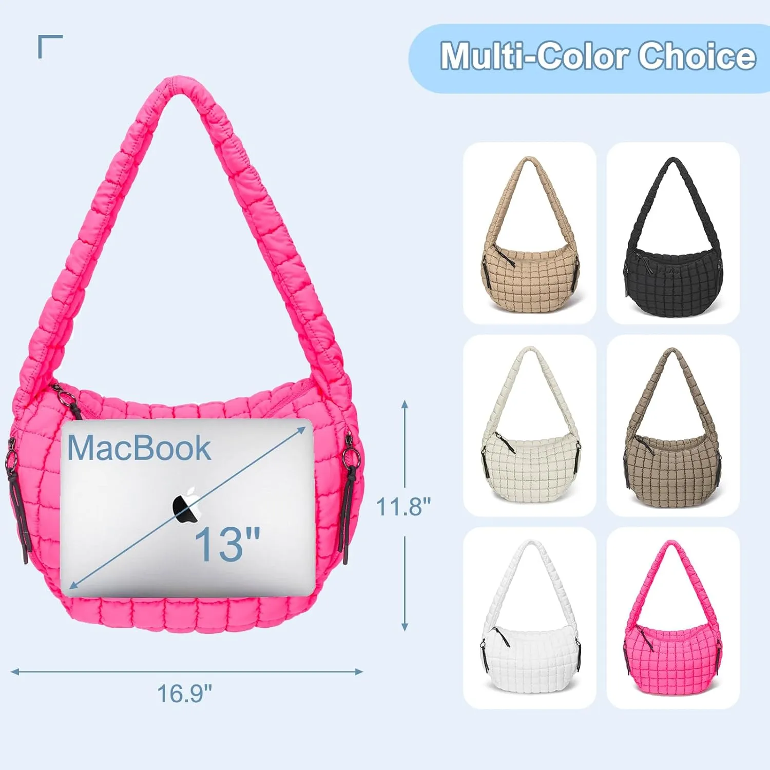 CATMICOO Puffer Tote Bag for Women: Carryall Puff Shoulder Bag for Travel - Lightweight Quilted Bag for Gym