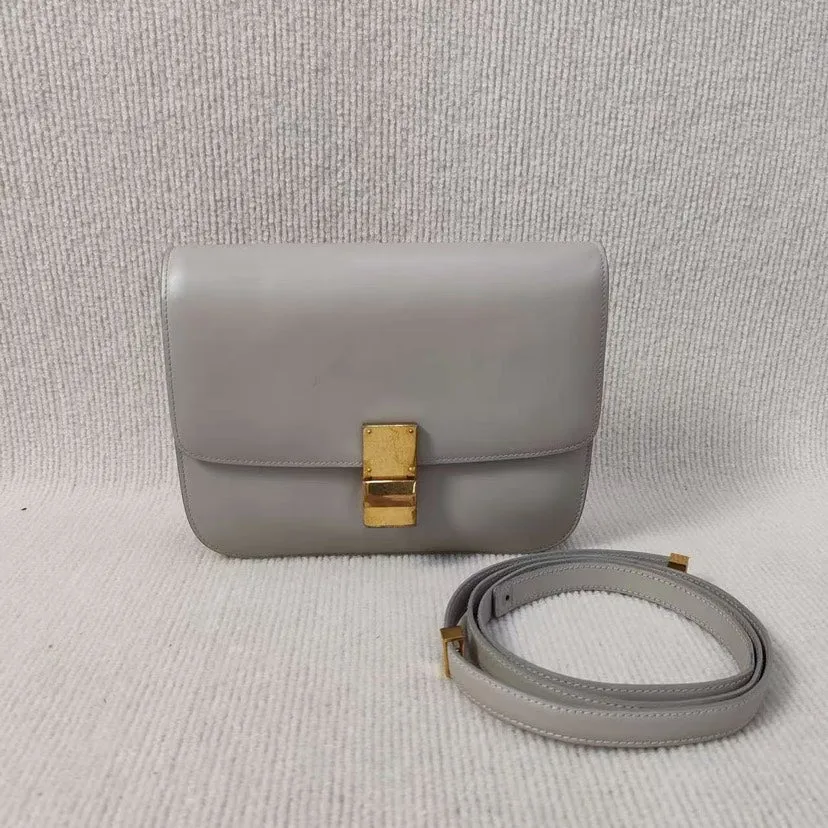 Celine Preloved Box Bag 4092213 Gray Leather Crossbody